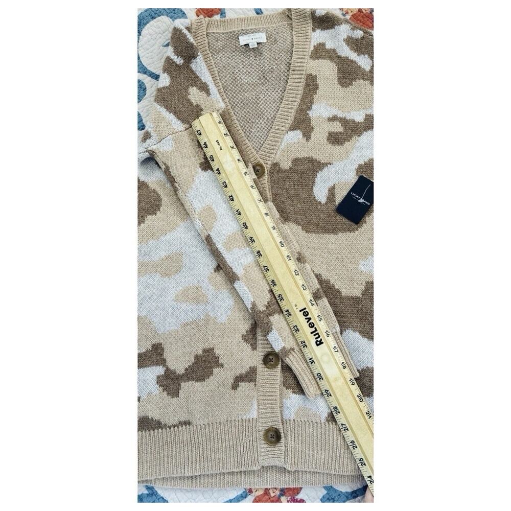 Lucky Brand Neutral Camo Cardigan Longline Cozy Knit Sweater NWT Small - Picture 9 of 9